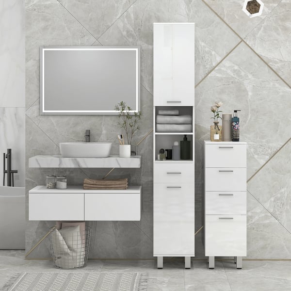 Badeværelsesmøbler, Moderne Design, God Opbevaring,Hvid