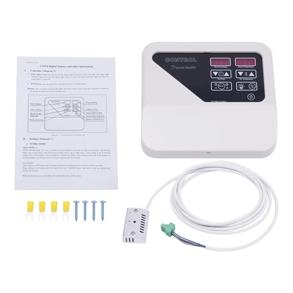 Ekstern Sauna Controller, 3-9KW Effektvurdering, 220V Spænding, Temperaturinterval 40-105℃, Maksimal Arbejdstid 12 Timer, Betjener Sauna Belysning