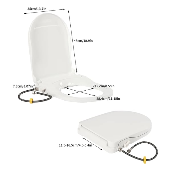 Toilet Bidet Sæde, Selvrensende Dyser, Ikke-Elektrisk Design,HVID