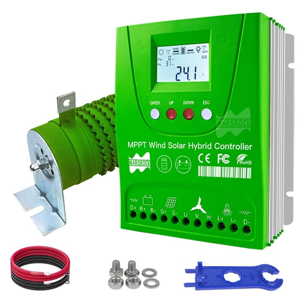 Hybrid Vind Solcelle Opladercontroller, 12V/24V Systemkompatibilitet, 1000W Arbejdskraft,Wind1000 Solar1000W, Ekstern vinds-solhybrid, Auto 12V 24V
