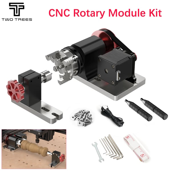 4-aksers bagstøtte CNC-modul, 60 mm chuckstørrelse, aluminiumlegering, kompatibel med TTC450 og TTC6050, CE-certificeret, 4-kæbe chuck