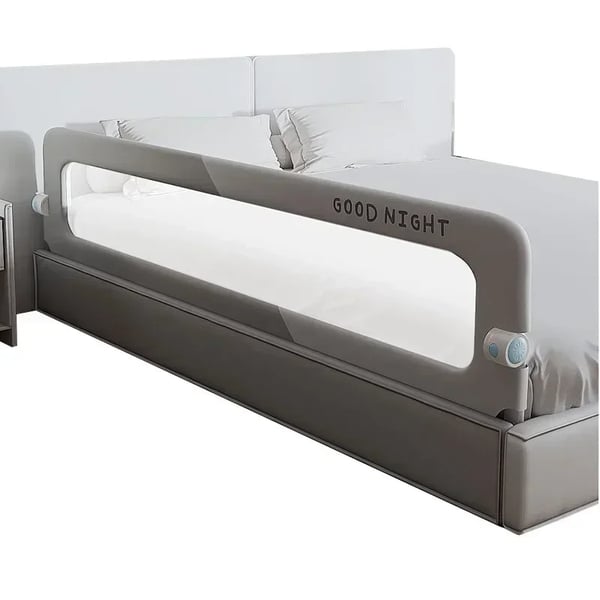 Sengebeskyttelse, Én-Klik Folding, Holdbar Sikkerhedsbarriere,Grå-150CM