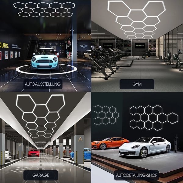Loftlampe, Hexagonal Design, Vandtæt og Støvafvisende,520W, Kold Hvid