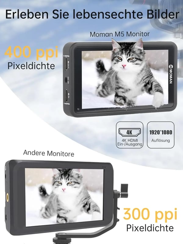 Kamerastudio Monitor, 5,5-tommer Touch Skærm, 4K HDMI Understøttelse,sort