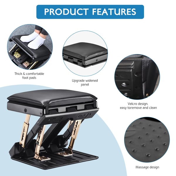 Folding Footrest, Højdejusterbar, Massagefunktion,sort