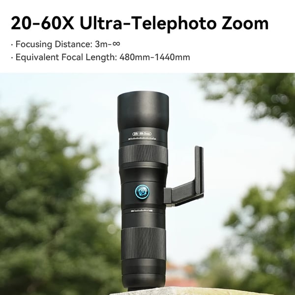 Telefoto Zoom Objektiv, 20x-60x Forstørrelse, Inkluderer Metal Stativ,20 60x zoom objektiv