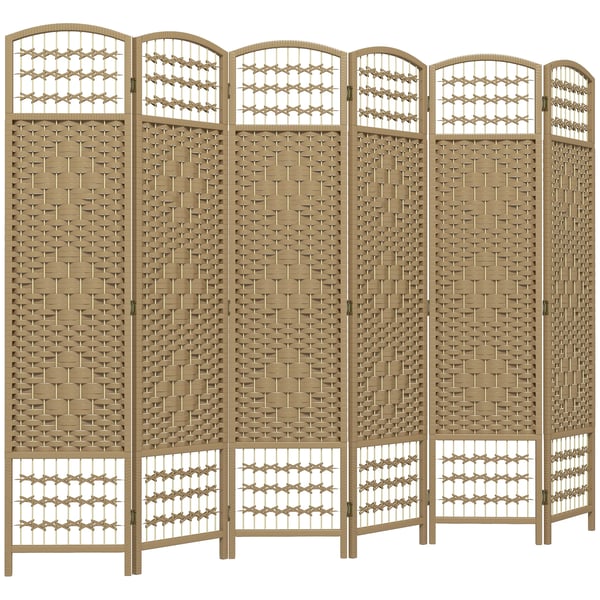 Rummdivider, 240 cm x 170 cm, Populatræ og Bambusmateriale, Foldbart Design, Åben Luftstrøm, Metalbeslag