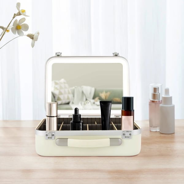 Makeup Organizer, LED Spejl, Berøringskontrol,HVID