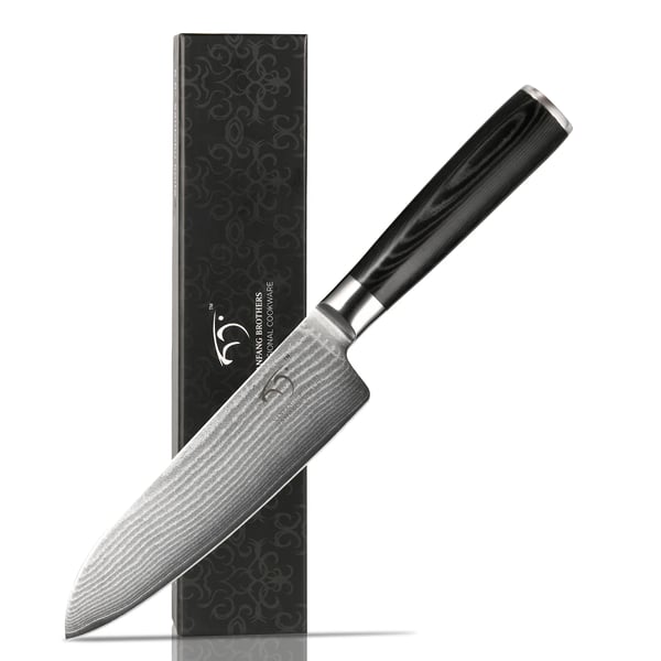 Santoku-veitsi, korkeahiilinen teräs, mukava Pakkapuukahva,7 tuumaa