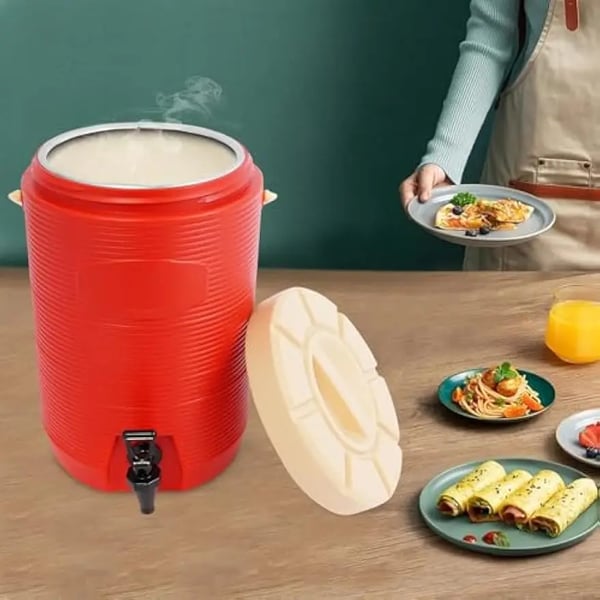 Drikkevaredispenser, 17 liter kapacitet, rustfrit stål materiale, 1 vandhane, temperaturbevarings tid: 8 timer, dimensioner: 30 cm x 43,5 cm