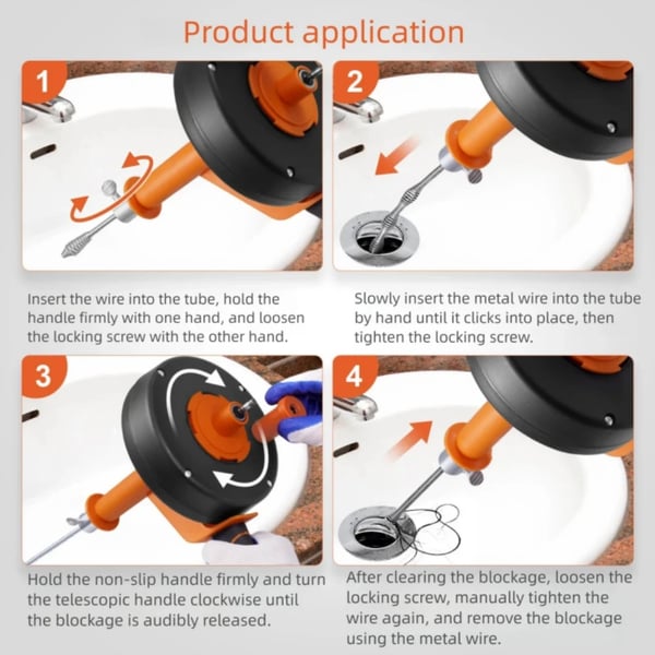 Avloppsrensningsmaskin, Manuell och Elektrisk Drift, Miljövänlig Design,Orange