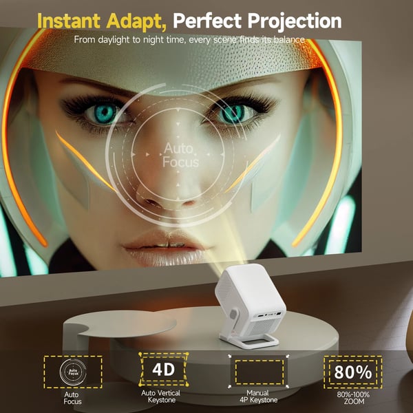 Magcubic Bärbar Projektor, 1080P Upplösning, 420 ANSI Lumen, HY310X, EU-kontakt