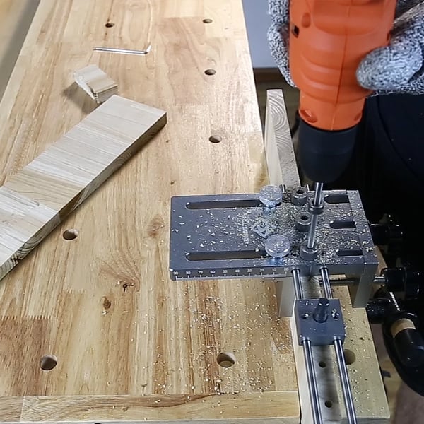 Wood Dowelling Jig, 3-i-1 Alsidig Værktøj, Nem at Bruge, Holdbar Konstruktion