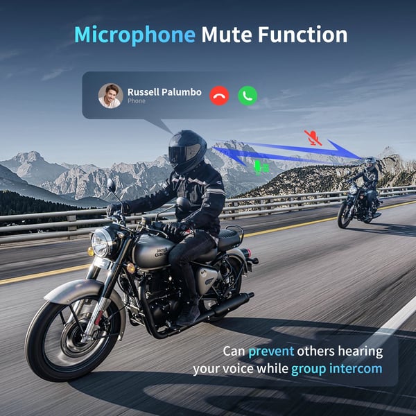 Hjelm Bluetooth Headset, Forbind 8 Ryttere, 1000M Intercom Rækkevidde, Bluetooth 5.0 Teknologi