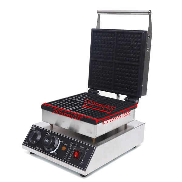 Waffle Maker, 1750W Teho, Säädettävä Lämpötilansäätö,Hopea