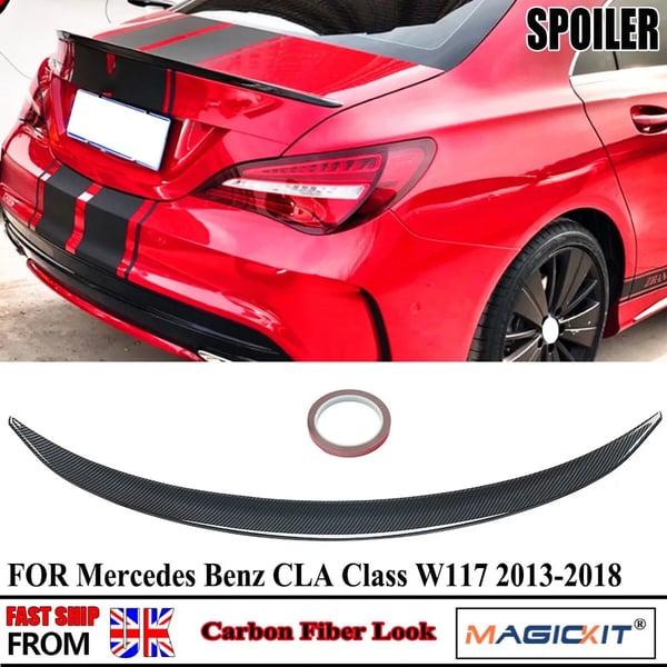 Bakspoiler, ABS-plast, kolfiberlook, bakplacering,Kolfiberlook