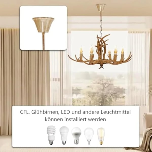 Kronleuchter, Vintage Faux Gevir, Justerbar Højde,MULTI