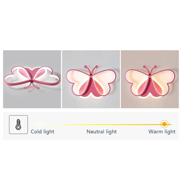 Loftlampe, Sommerfugledesign, Energi Effektiv LED,Pink