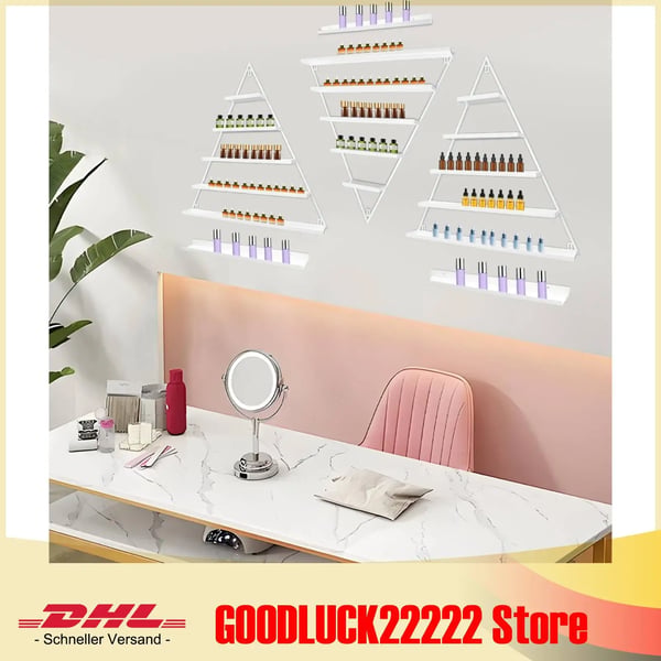 Nagellackdisplayställ, Väggmonterat, 6-Plan Design,VIT