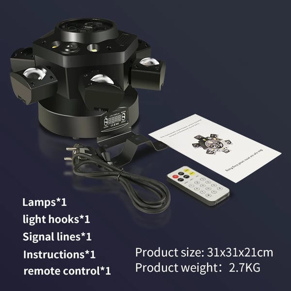 10X10W RGB Strålelys, DMX Kontrol, Stemmeaktivering,EU stik