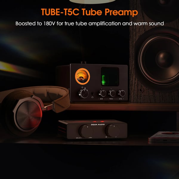 Audio vælger splitter, 4 RCA indgange, rørforstærker, 20Hz - 20KHz frekvensrespons, 152mm x 92mm x 85mm