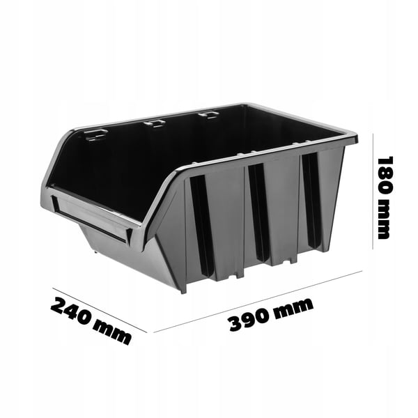Opbevaringsbeholder, 390 x 240 mm, Holdbar Polypropylen, Stabelbart Design, Etiketholder, Alsidig Brug