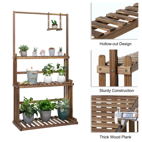 Plantebord, Fyrretræsmateriale, 3 Niveauer, Vægtkapacitet 20kg Nederste Niveau, Tilpasselig Brug, Pladsbesparende Design