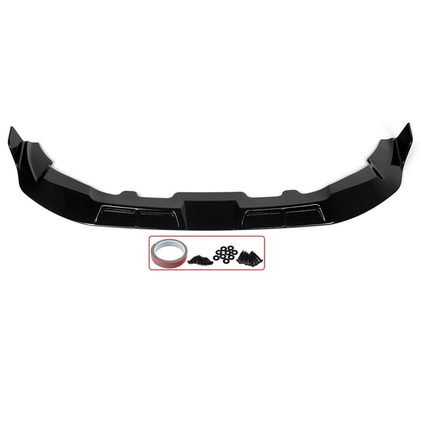 Front Bumper Spoiler, Glansende Sort Finish, Aerodynamisk Design,Glansende Sort