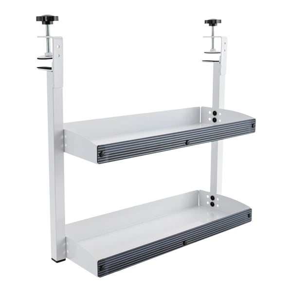 Skrivebordsreol, Klem-design, 2-niveau Opbevaring,HVID