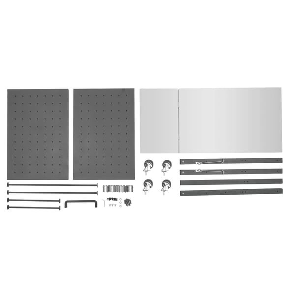 Grillvogn Bord, 4-Lags Design, Flytbar med Hjul,sort