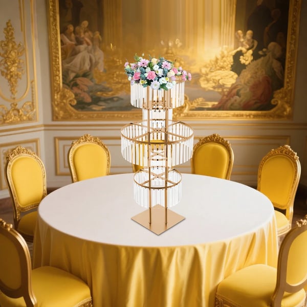 Blomsterstand, 5-lags design, elegant guldfinish,Guld