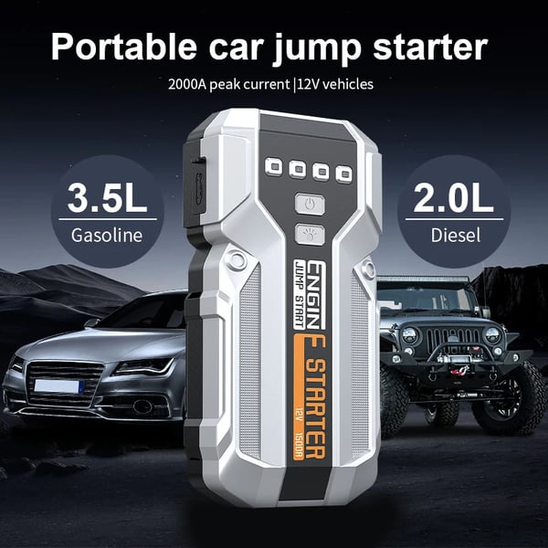 Bil Jump Starter, Bærbar Power Bank, Nød LED Lys,Brun