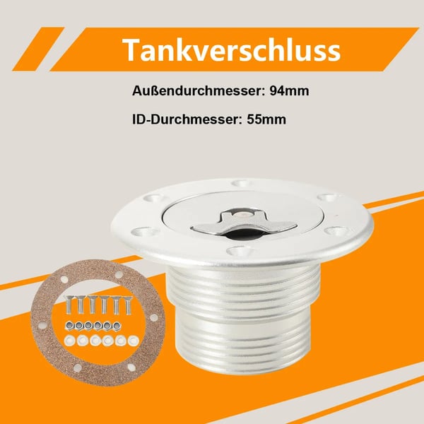 Brændstoftanklåg, Aluminiumlegering, Indvendig Diameter 45 mm, Udvendig Diameter 94 mm, Kompatibel med 6-bolts Brændstofceller, Letvægtsdesign