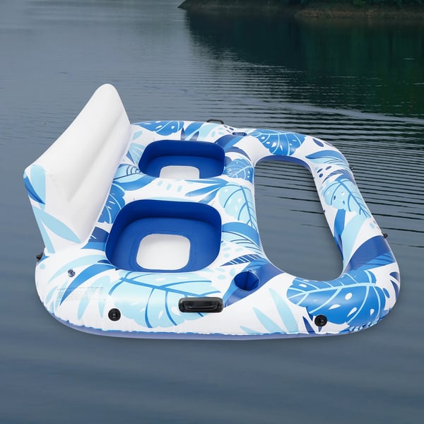 Oppustelig Pool Lounger, Dobbelt Sæde, Holdbart PVC Materiale,Blå