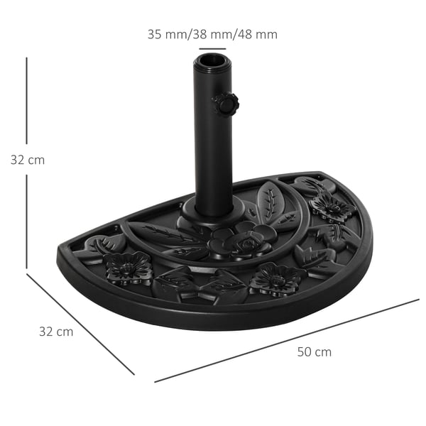 Parasolfod, 9 kg vægt, kompatibel med 35mm til 48mm master,Sort
