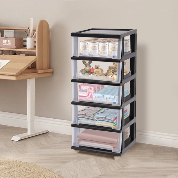 Opbevaringsorganisator, 5 Skuffer, Holdbart Design,sort