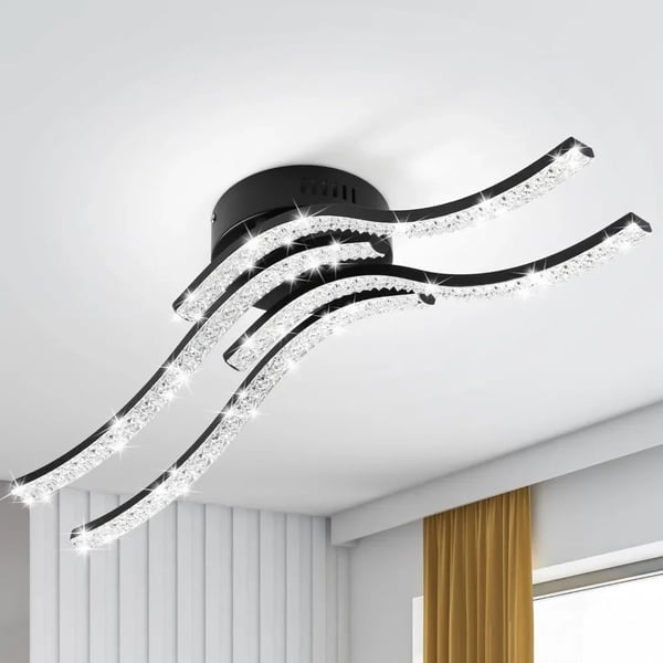 Loftlampe, Moderne Bueformet Design, Egnet til Flere Værelser,Kold Hvid, sort, 32W