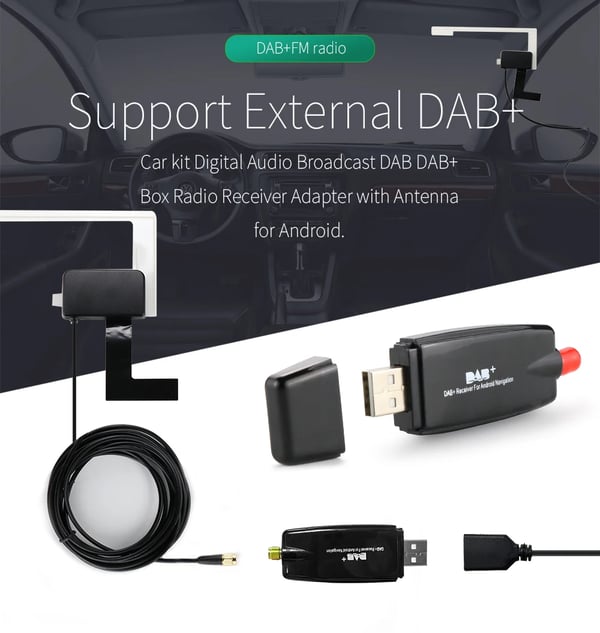 DAB+ Modtager, USB-drevet, Kompatibel med Android,hær grøn
