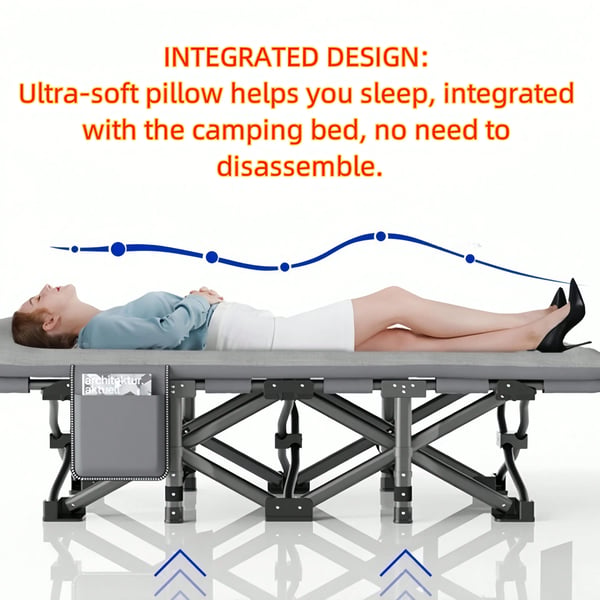 Campingbädd, Bärbar design, Komfortfunktioner, grå