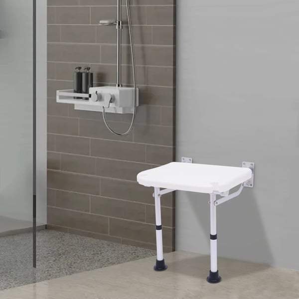 Brusebænk, vægmonteret, foldbar, skridsikre fødder,42-53cm