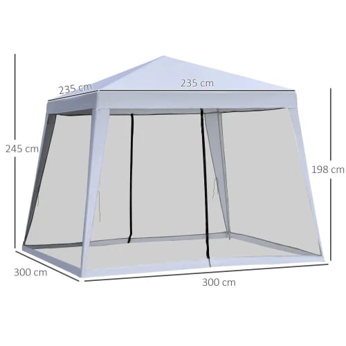 Puutarhapaviljonki, 3x3 metriä, Vedenkestävä 160 g/m² Polyesteri, Kävelykorkeus: 198 cm, Jauhemaalattu Metallirunko, Mukana Hyttysverkot