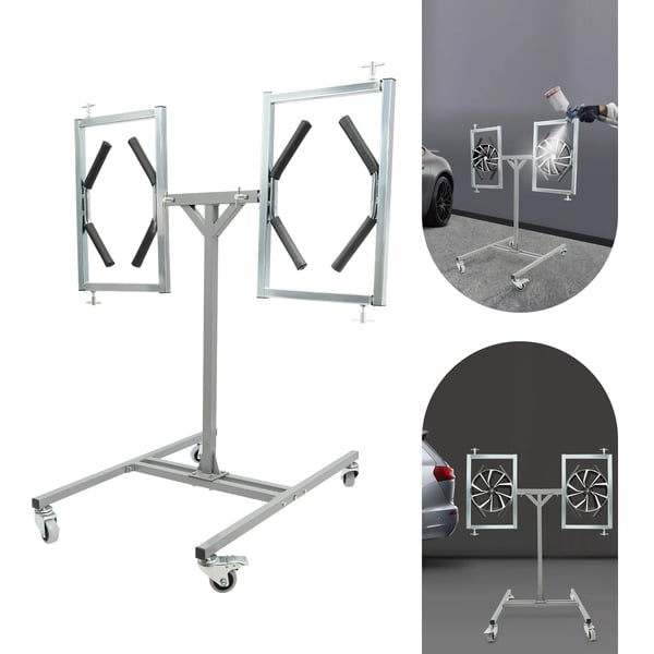Hjulfælg Malestativ, Justerbare Navbeslag, Belastning Kapacitet 60kg, Højde 110cm, Bunden Størrelse 90x67cm, 360° Rotation