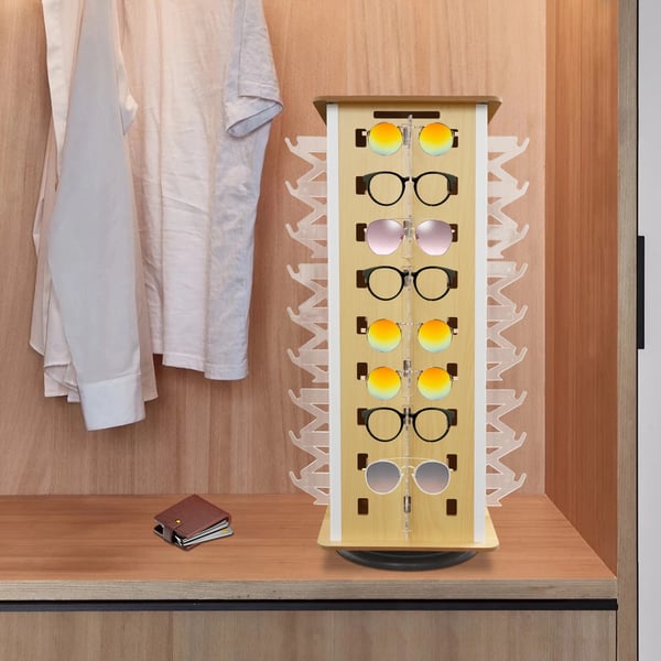 Solsikker Display Stativ, 360° Rotations, Fritstående Design, Ahorntræ Farve