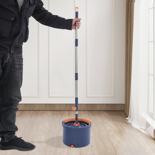 Spin Mop, Mikrofiberstof, Justerbart håndtag op til 51,97 tommer, Firkantede og trekantede moppehoveder, 5 genanvendelige klude