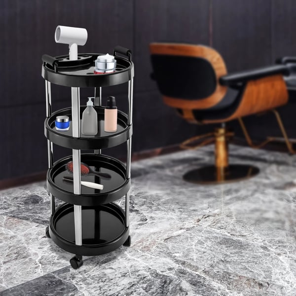 Skønhedssalon Trolley, 4-lags Design, Mobil Organizer,sort