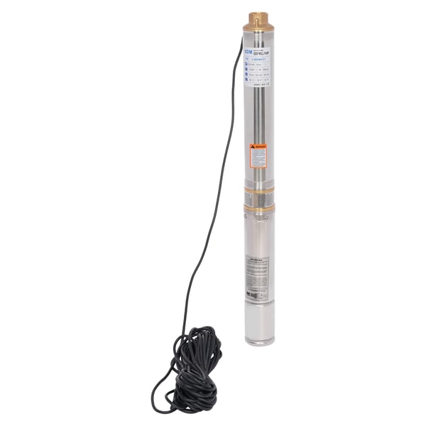 Dybbrøndspumpe, Rustfrit Stål Konstruktion, Høj Effektivitet,EU, 220V, Sølv