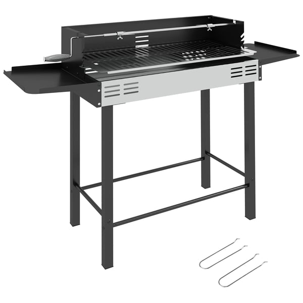 Bärbar Kolgrill, Svängbar Spettfunktion, Robust Design, Svart