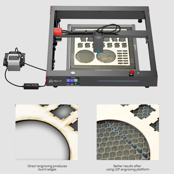 Honningkage Laserbed, Rustfrit Stål, 450 x 450 mm, Kompatibel med alle lasergravemaskiner, Arbejdsområde 400 x 400 mm, CE-certificeret