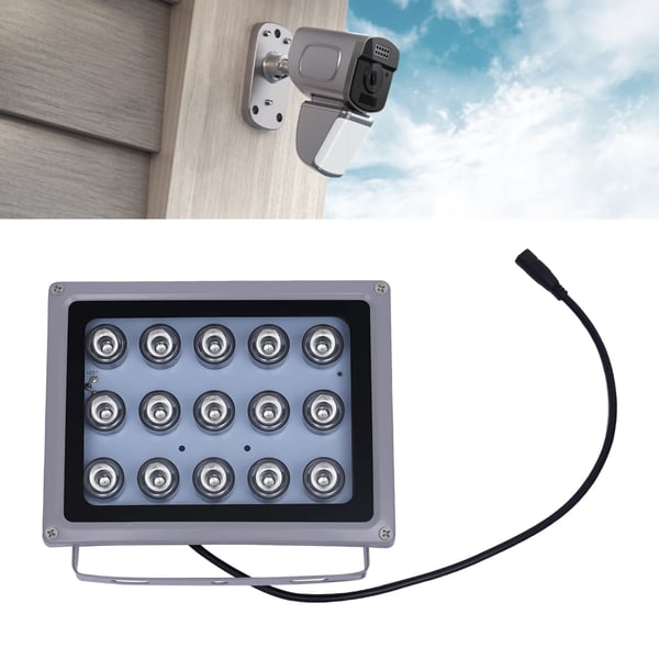 IR Illuminator, 15 LED'er, 100m Synsafstand,HVID