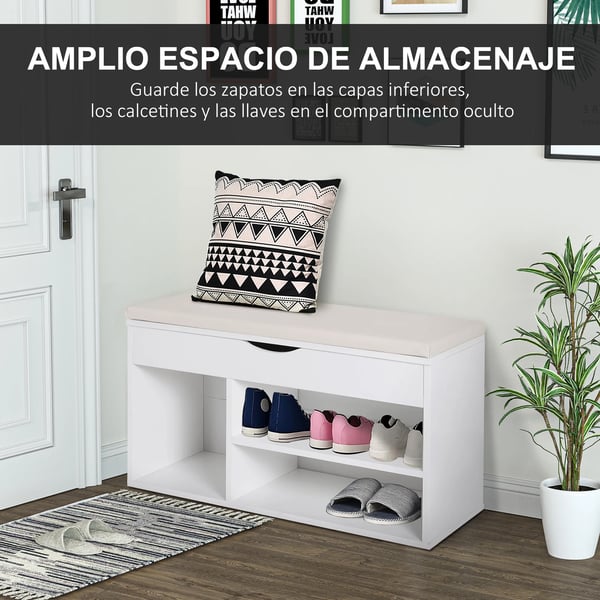 Sko Skab, Træ Melamin Konstruktion, Dimensioner 80x30x47 cm, Maksimal Belastning 120 kg, Pude Tykkelse 1,5 cm, Opbevaring til 8 Par Sko